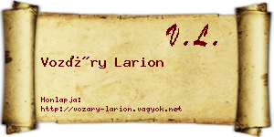 Vozáry Larion névjegykártya